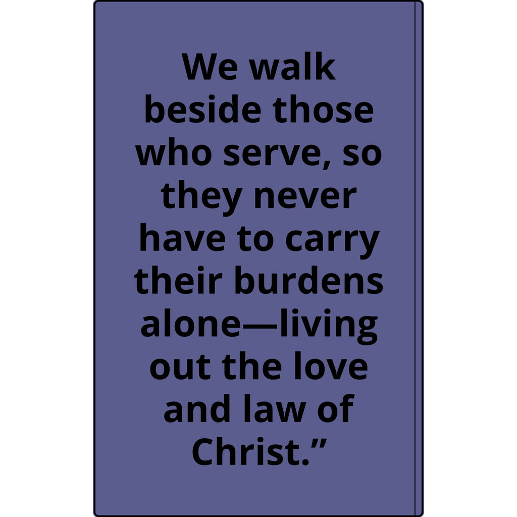 Vegan Leather Journal — Front Line Mission Engraved Faith-Based Notebook (Galatians 6:2)