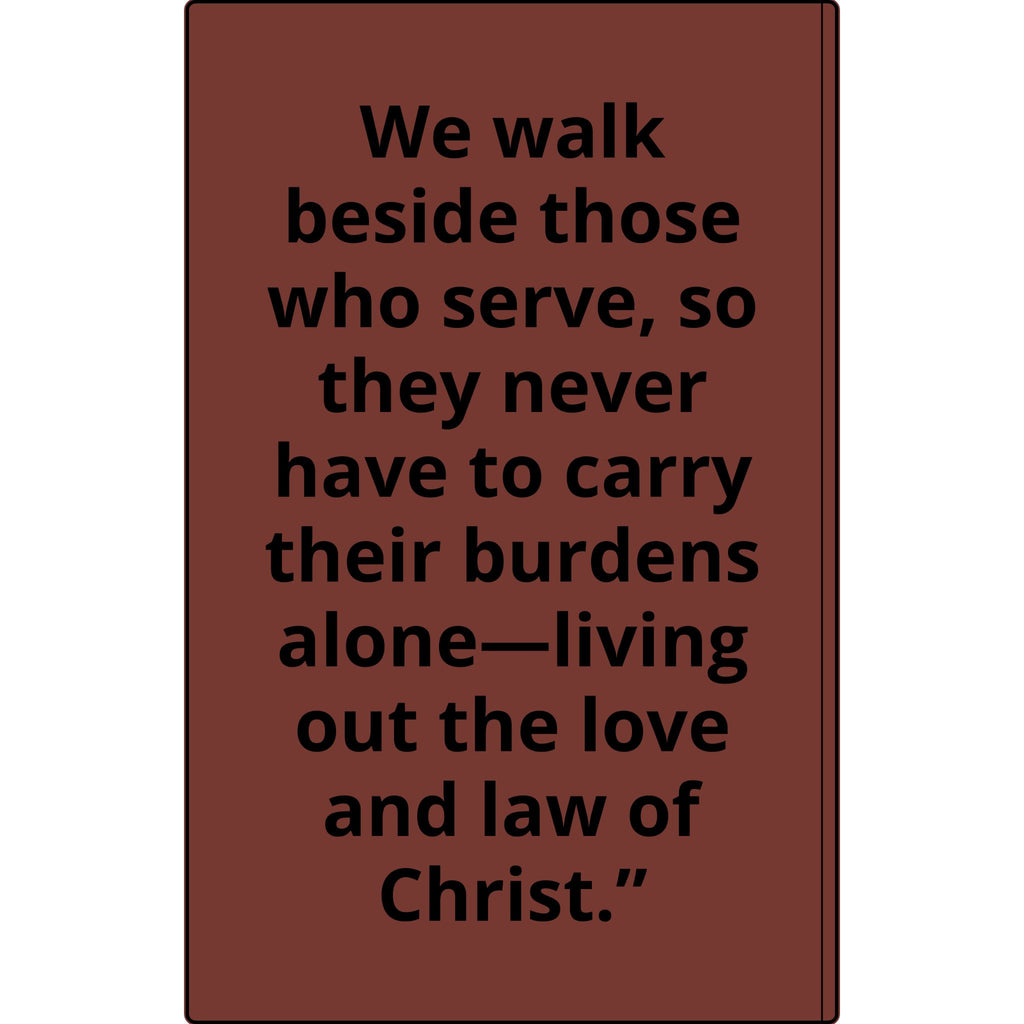 Vegan Leather Journal — Front Line Mission Engraved Faith-Based Notebook (Galatians 6:2)
