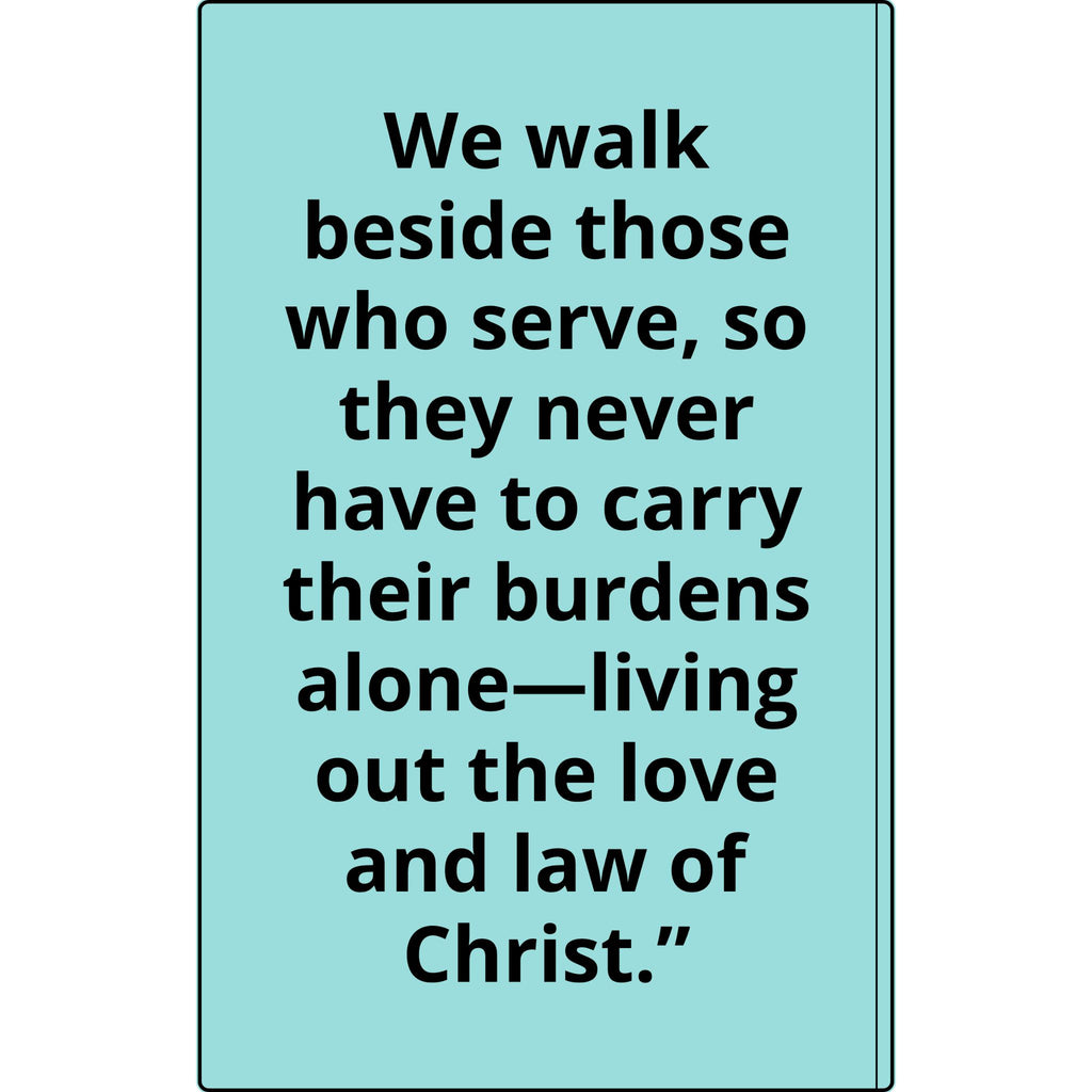 Vegan Leather Journal — Front Line Mission Engraved Faith-Based Notebook (Galatians 6:2)