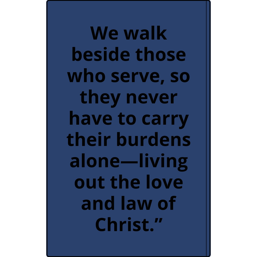 Vegan Leather Journal — Front Line Mission Engraved Faith-Based Notebook (Galatians 6:2)