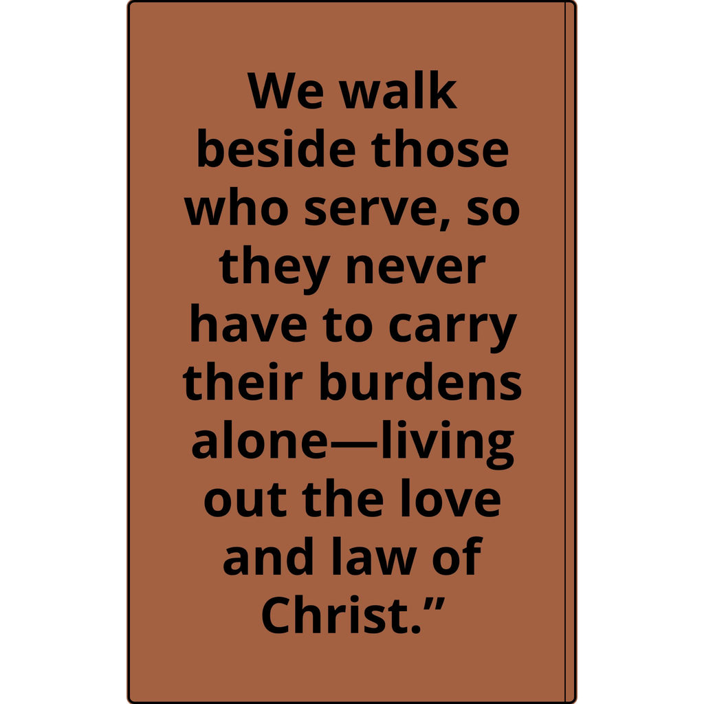 Vegan Leather Journal — Front Line Mission Engraved Faith-Based Notebook (Galatians 6:2)