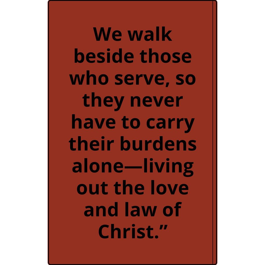 Vegan Leather Journal — Front Line Mission Engraved Faith-Based Notebook (Galatians 6:2)