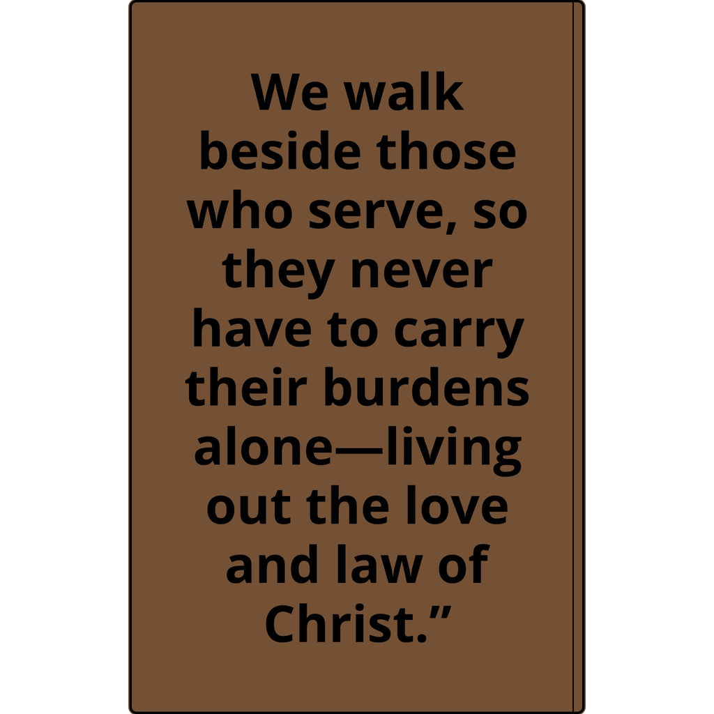 Vegan Leather Journal — Front Line Mission Engraved Faith-Based Notebook (Galatians 6:2)