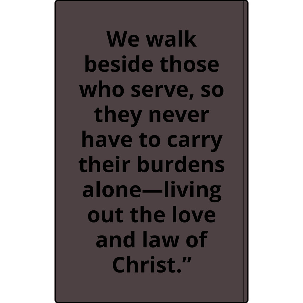 Vegan Leather Journal — Front Line Mission Engraved Faith-Based Notebook (Galatians 6:2)