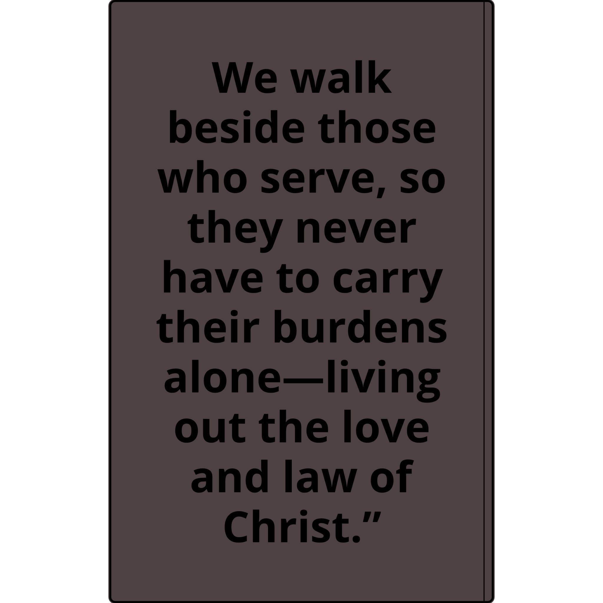 Vegan Leather Journal — Front Line Mission Engraved Faith-Based Notebook (Galatians 6:2)
