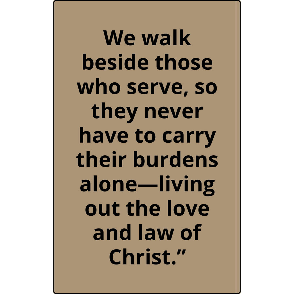 Vegan Leather Journal — Front Line Mission Engraved Faith-Based Notebook (Galatians 6:2)