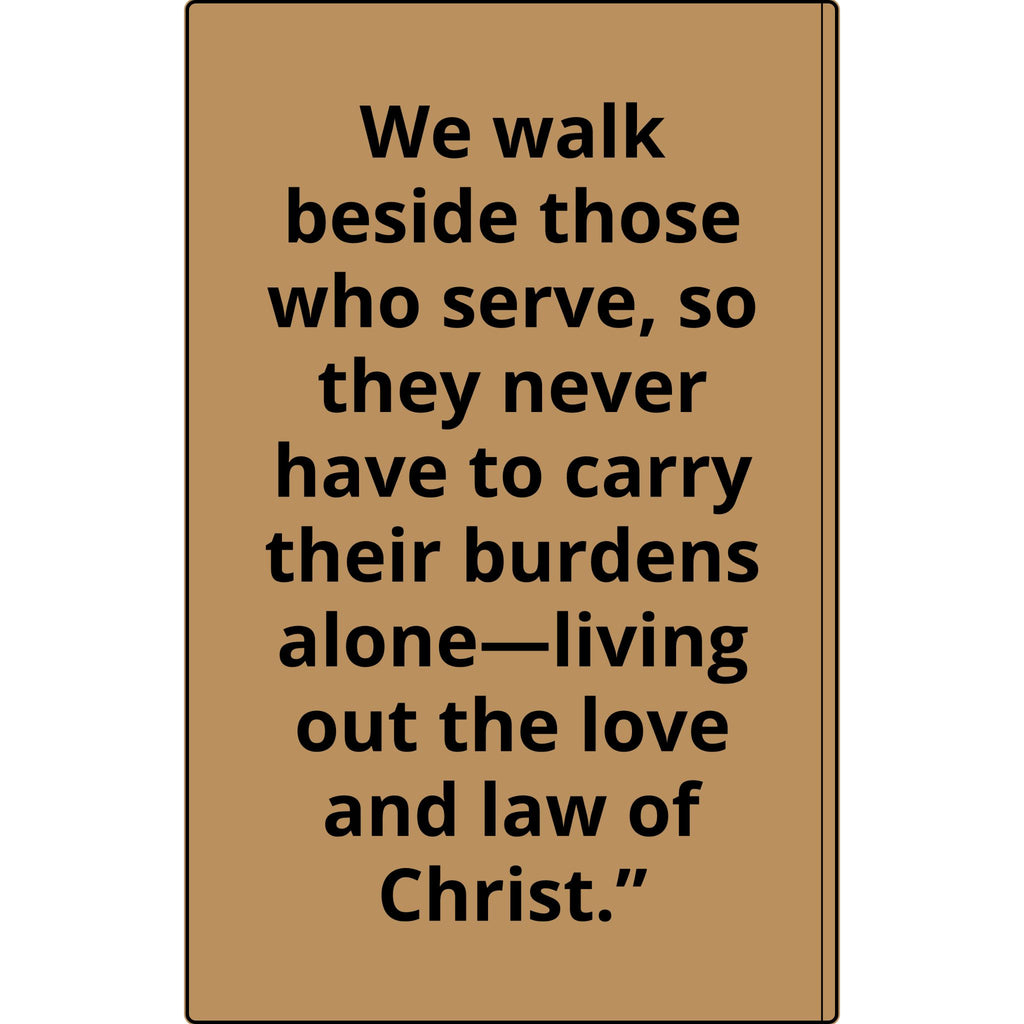 Vegan Leather Journal — Front Line Mission Engraved Faith-Based Notebook (Galatians 6:2)