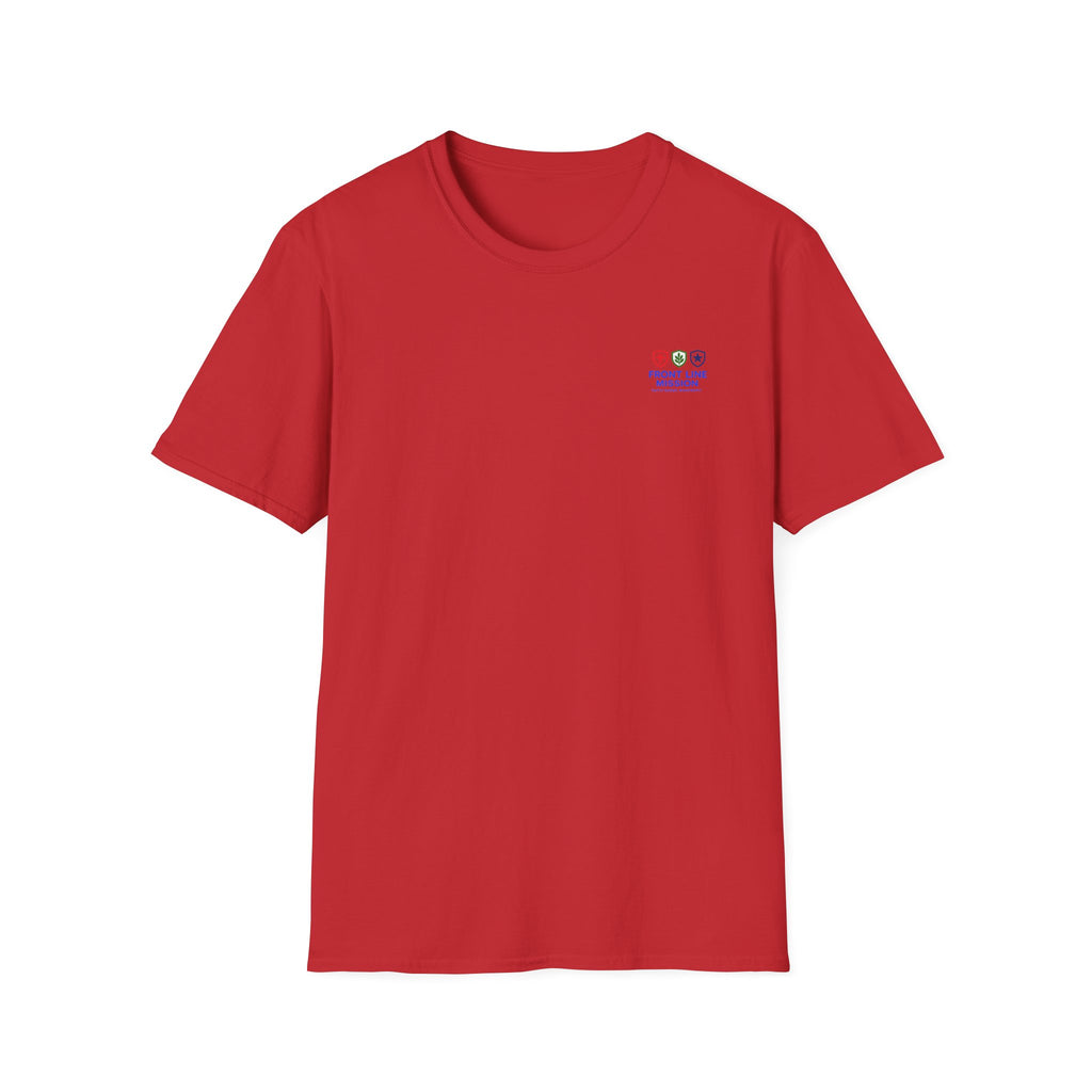 Front Line Mission Logo T‑Shirt — Minimal Small Chest Graphic