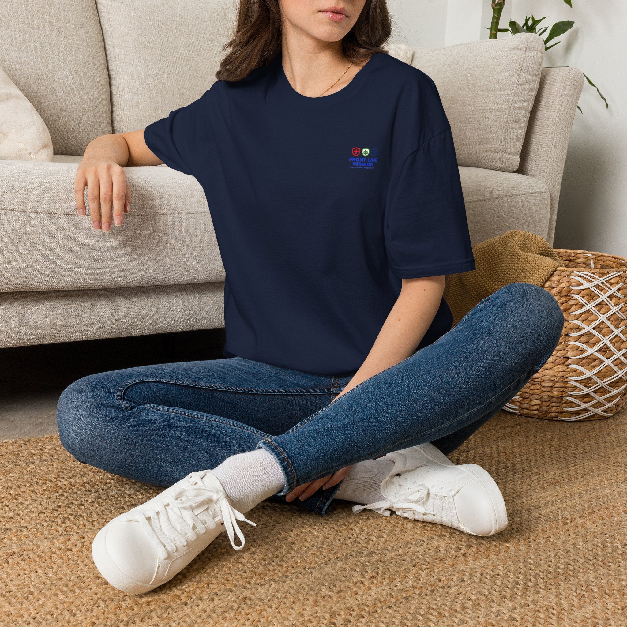 Front Line Mission Logo T‑Shirt — Minimal Small Chest Graphic