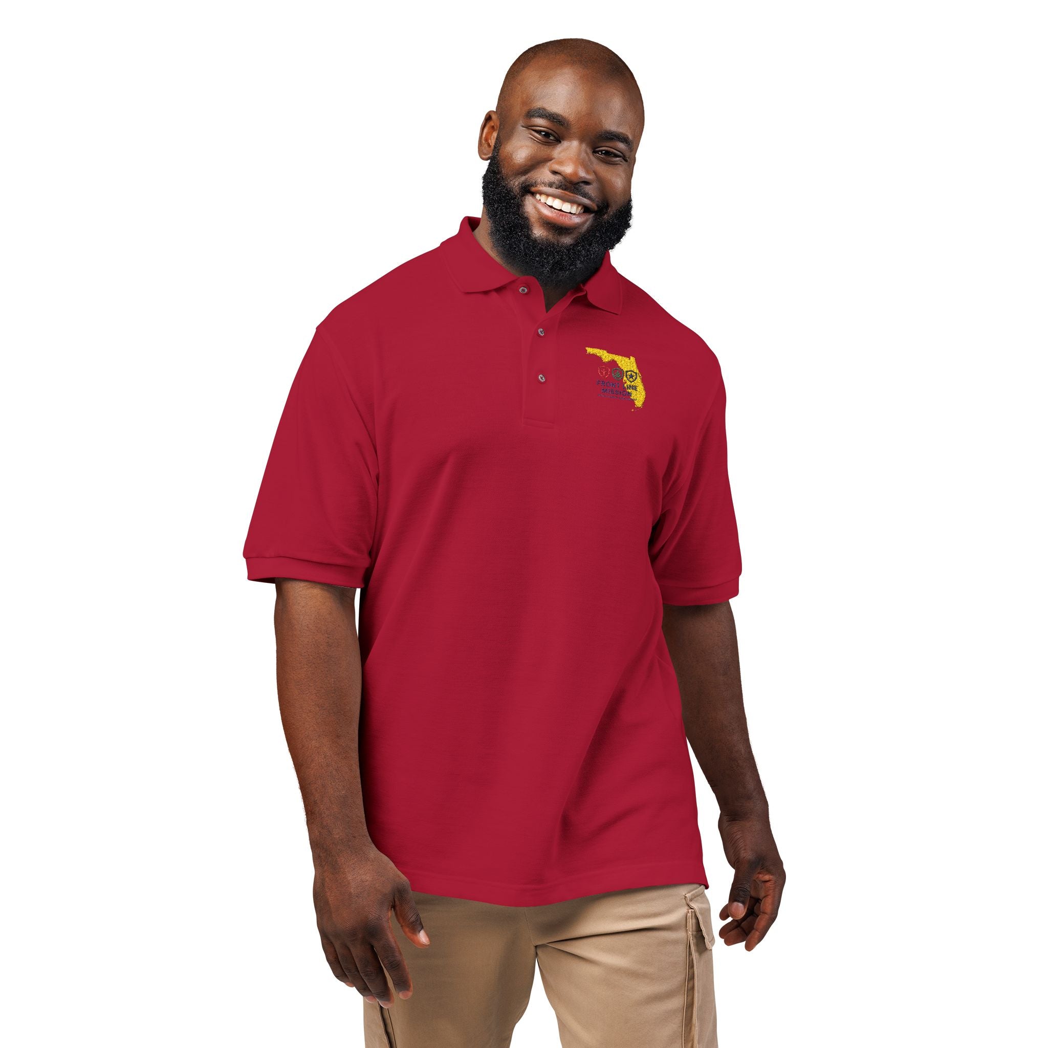 Florida Floral Map Embroidered Polo Shirt