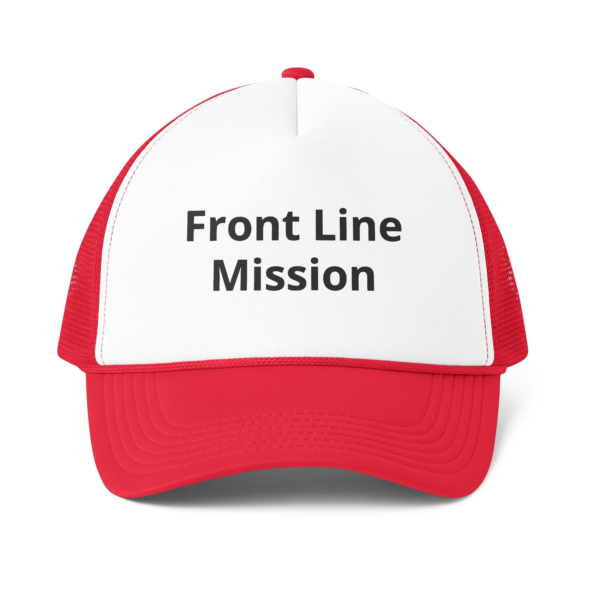 Frontline Mission Trucker Cap — Embroidered Foam Mesh-Back Hat